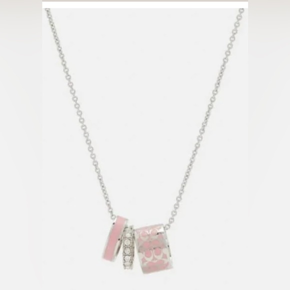 Coach Jewelry - Coach Signature Enamel Silver & Pink Necklace NWT